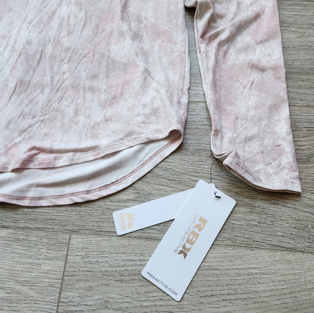 RBX Active Pink Top Womems Medium Tie-dye Long Sleeve V Neck Nwt - Picture 5 of 8